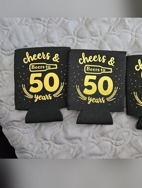 Cheers & Beers to 50 Years Black and Yellow Can Cooler